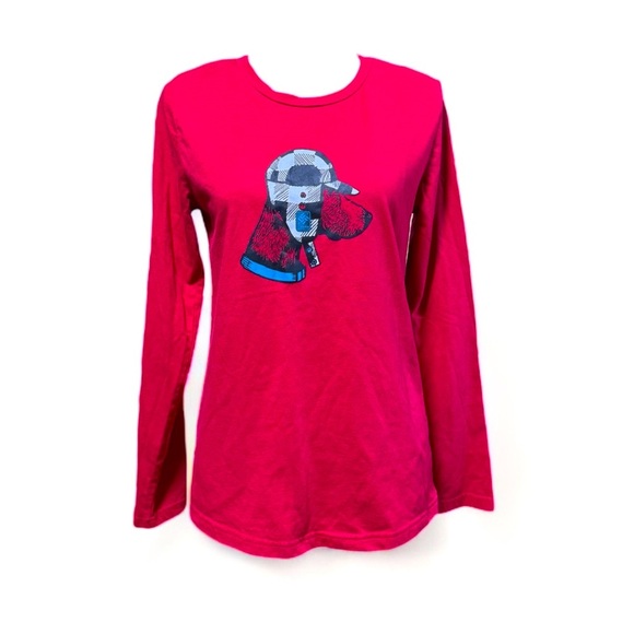 Columbia Women's Hidden Haven Dog in Red Long Sleeve T-Shirt - Picture 2 of 4